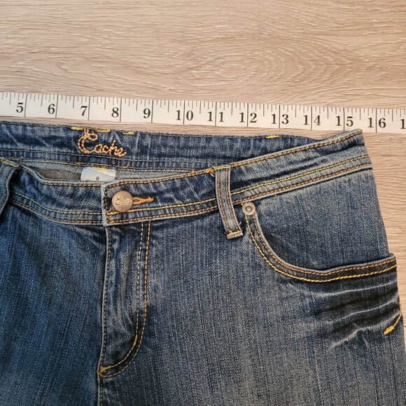 VTG Cache Jeans Women 8 Bootcut Low Rise Embellished Button Flap Pockets Western - Picture 5 of 10